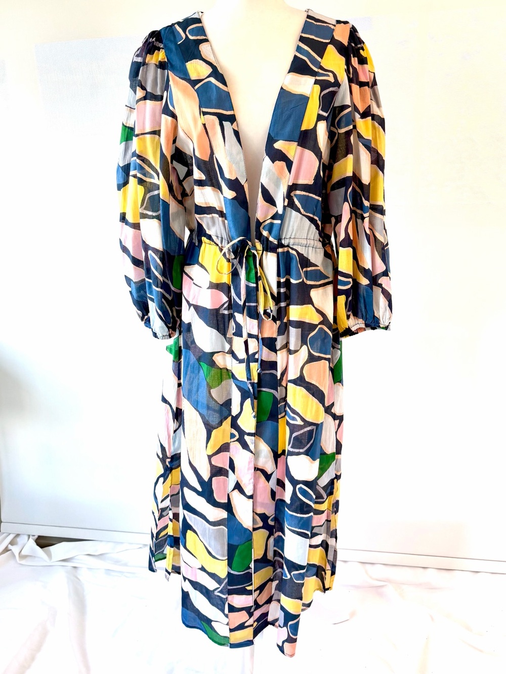 True Destinations Multicolor Abstract Resort Kimono Coverup